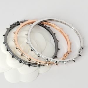 Bling Pave CZ Spike Bracelet Cuff Bangle NEW
